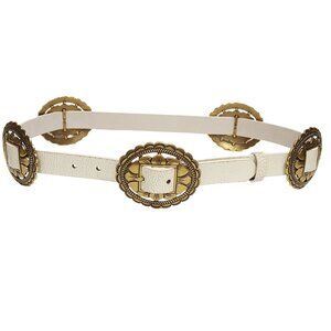 Western Floral Gold Concho Leather Belt